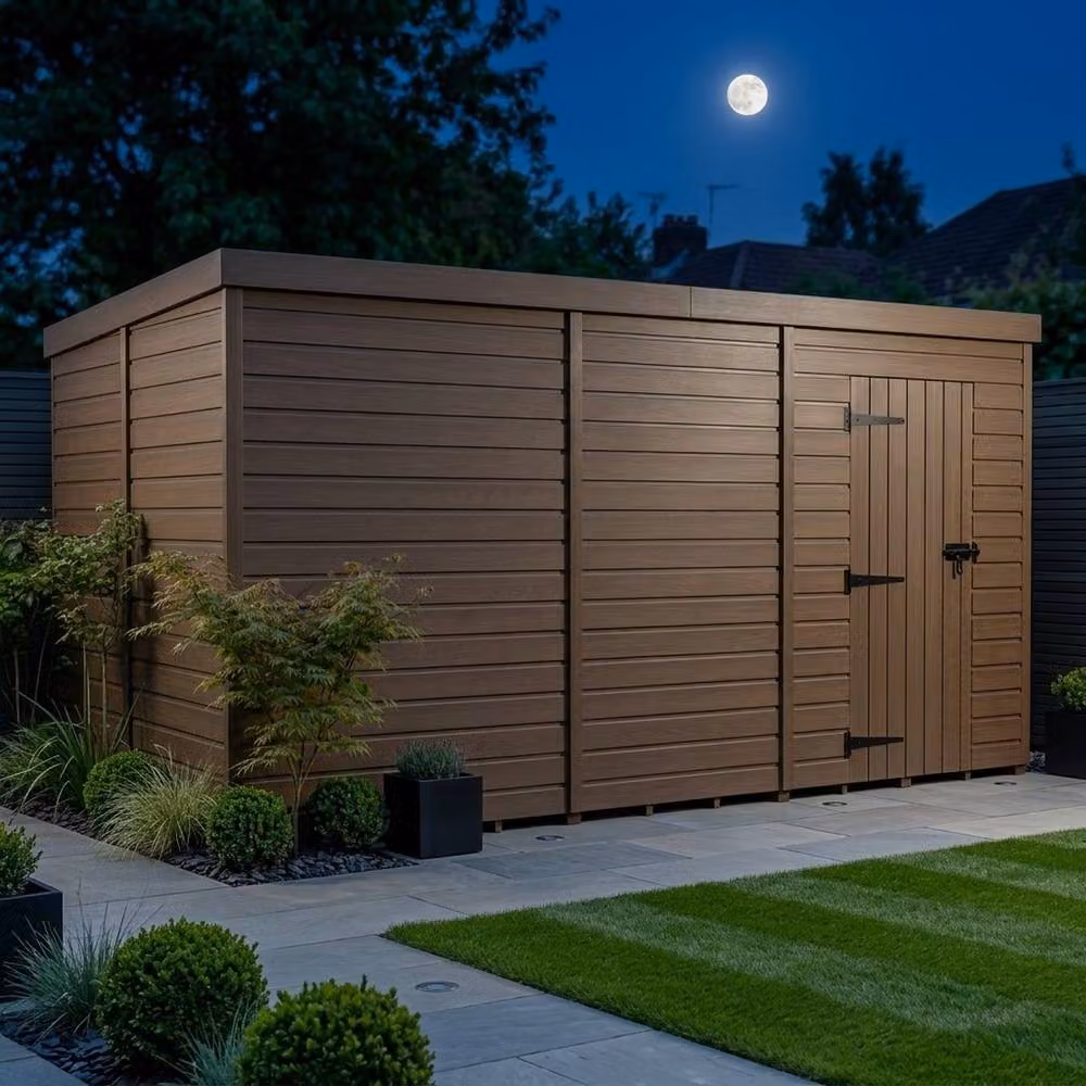 Buttercup Farm Composite Pent Garden Shed with Single Door and No Windows in Brown – 3