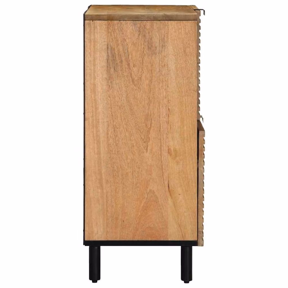 Berkfield Home Brown Mango Wood Modern Geometric Sideboard W: 80 cm, D: 33 cm, H: 75 cm – 2