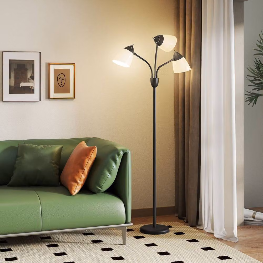 Wyld Haus Diyoni Black Metal Arc Tree Floor Lamp with 3 Adjustable Rotating Lights – 3