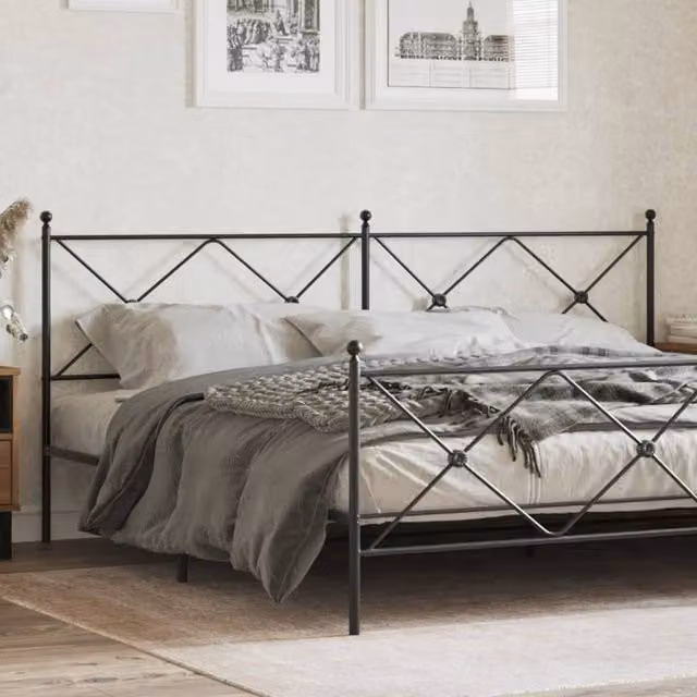 Berkfield Home Classic Metal Headboard in Black, 200cm – 1
