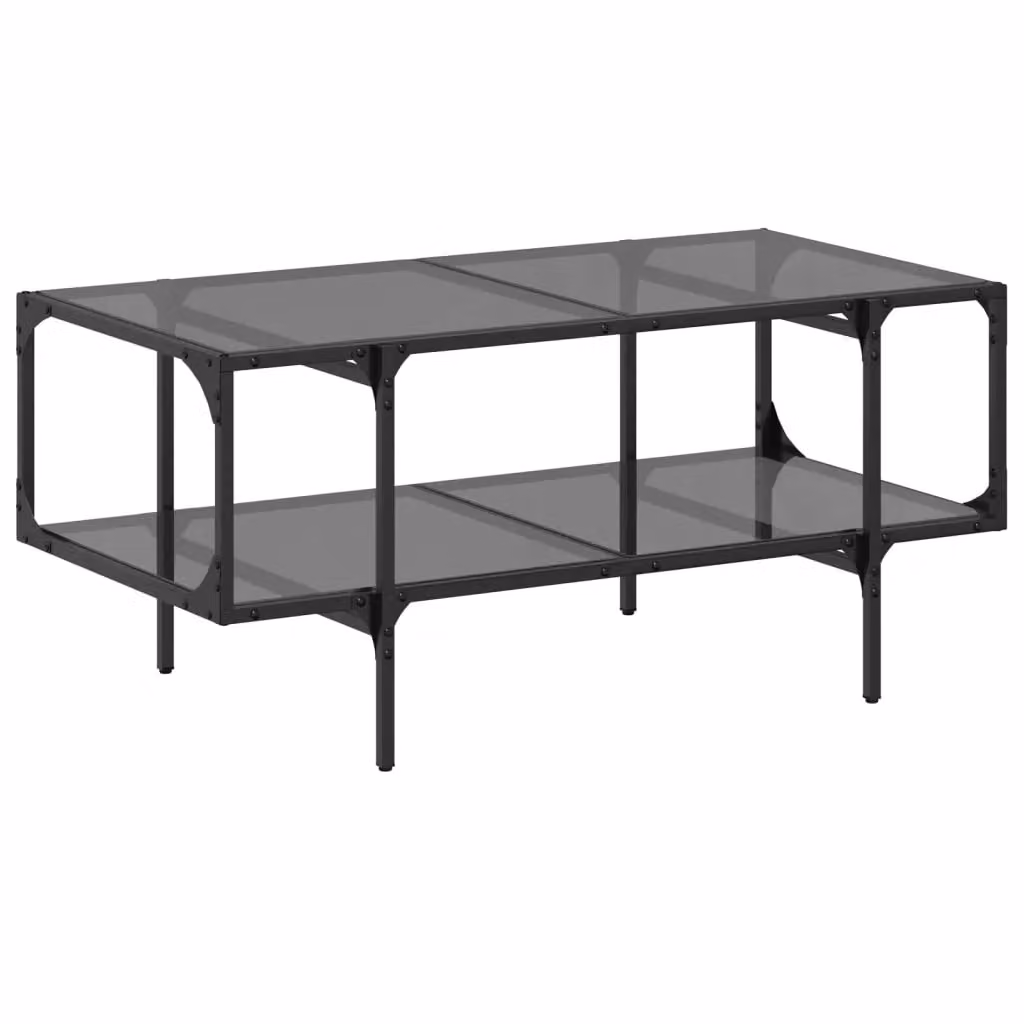Berkfield Home Modern Rectangular Coffee Table with Black Glossy Glass Top and Steel Frame, W: 98.5 cm, D: 50 cm, H: 45 cm – 2