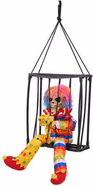 Living and Home Halloween Screaming Animated Scary Skull Hanging Decoration in Red and Multicolour