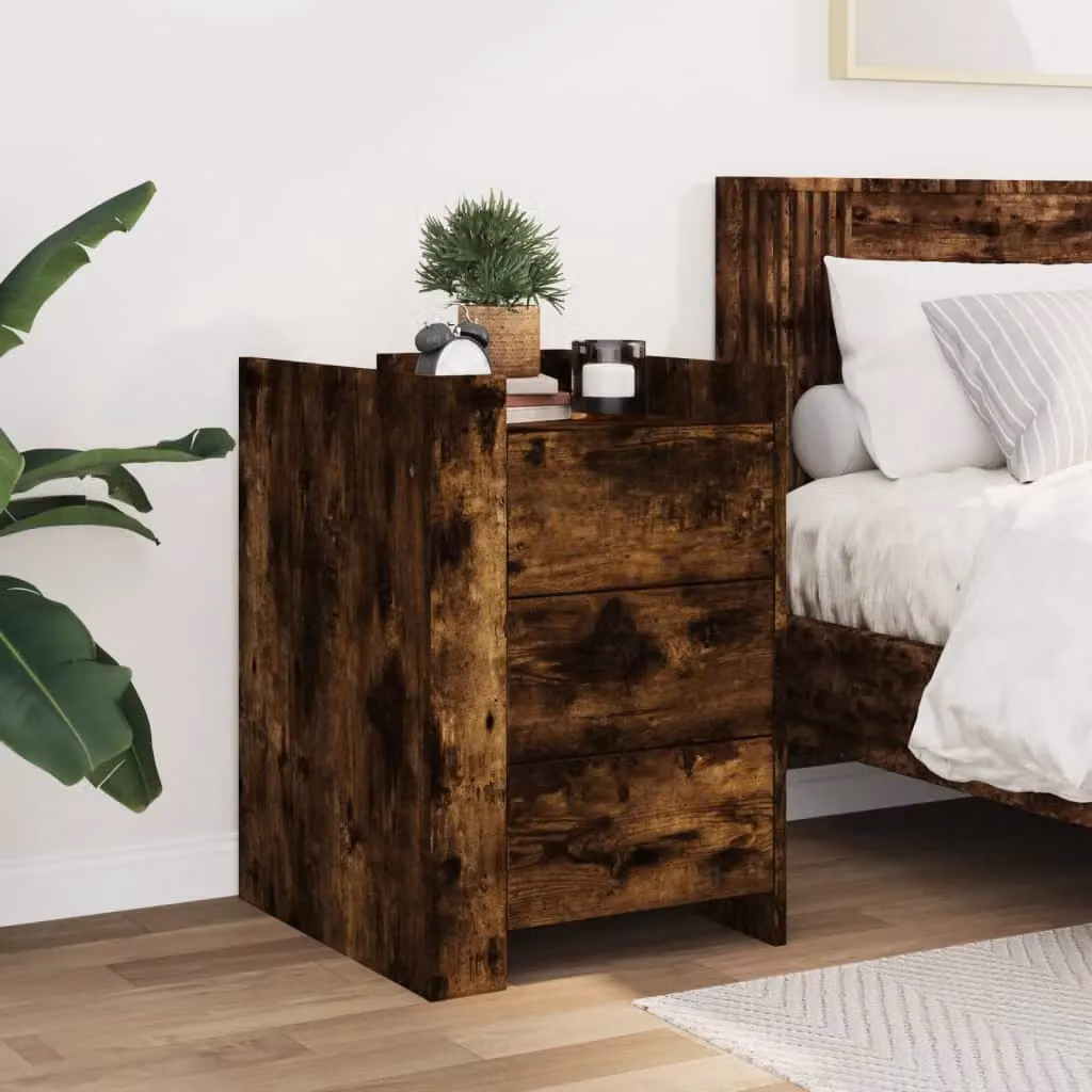 Berkfield Home Bedside Cabinet in Smoked Oak Brown, W/D/H: 45 x 50 x 65 cm – 3