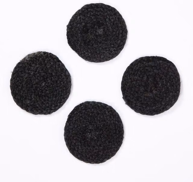 Esselle Round Jute Rope Coaster, 4 Pack, Black – 1