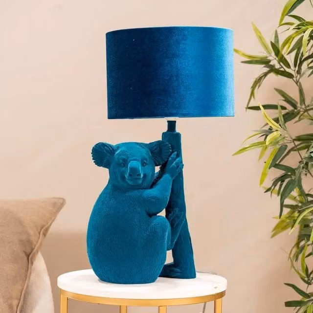 FORGEVIO Koala Table Lamp in Blue Velvet – 1