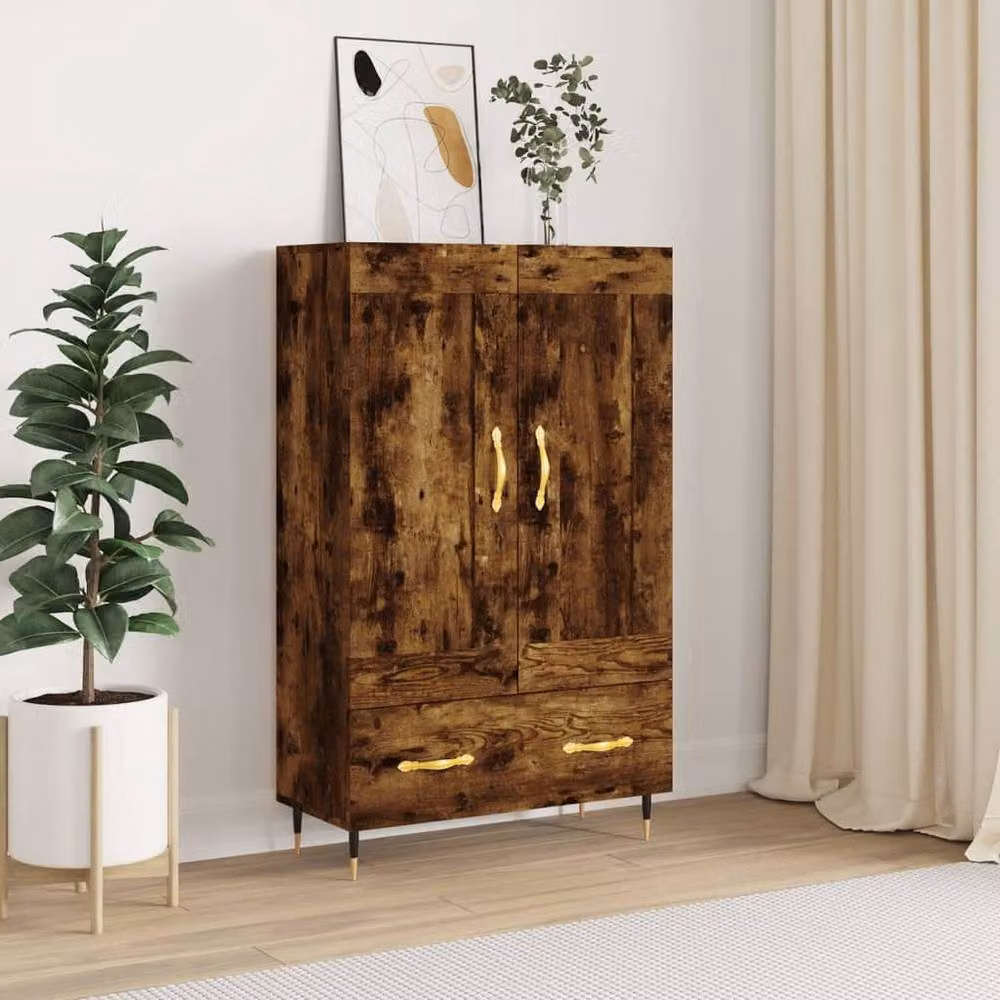 Berkfield Home Smoked Oak Highboard in Brown, W/D/H: 69.5 x 31 x 115 cm – 2