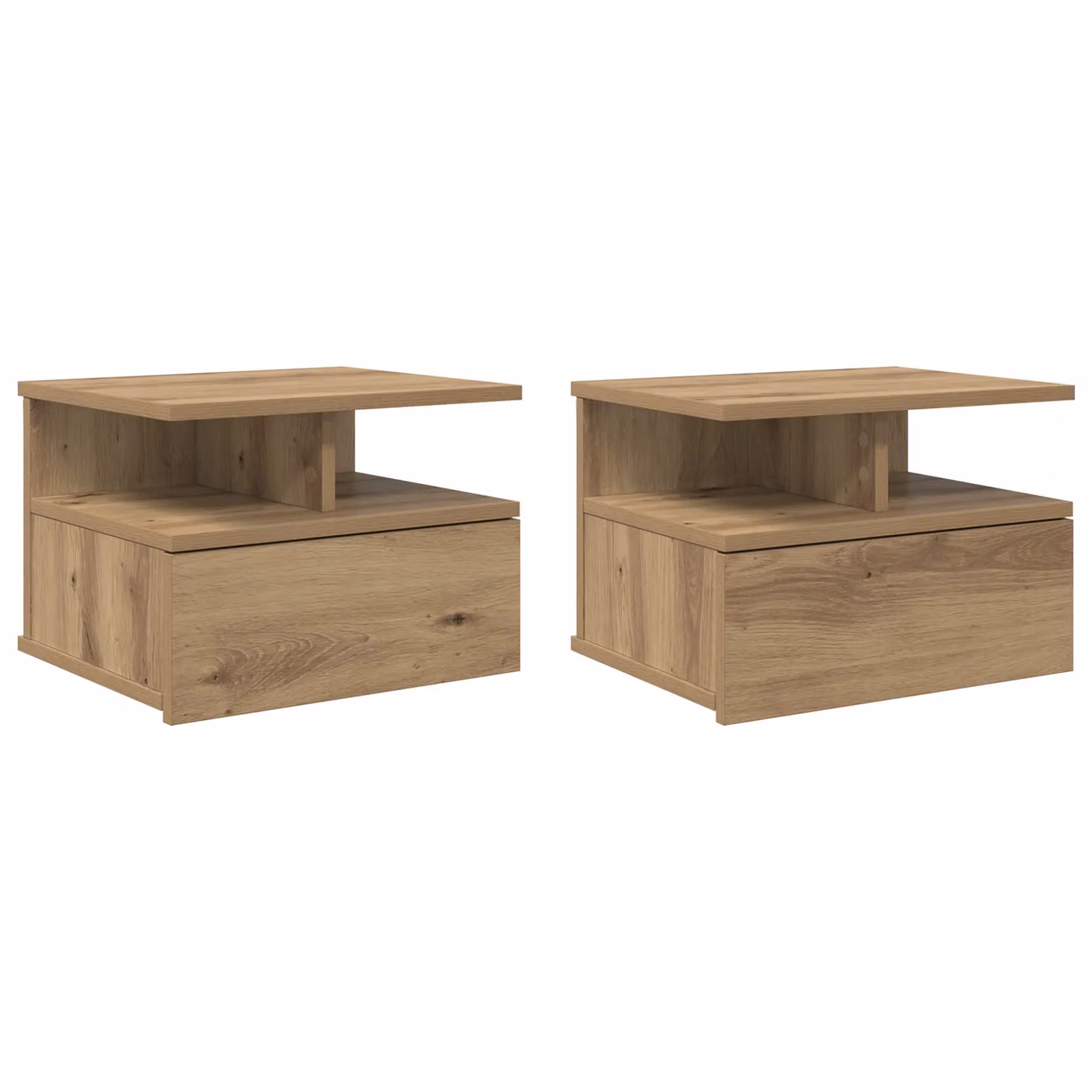 Berkfield Home Artisan Oak Floating Nightstands, 2 Piece Set in Beige, W/D/H: 40 x 31 x 27 cm – 2