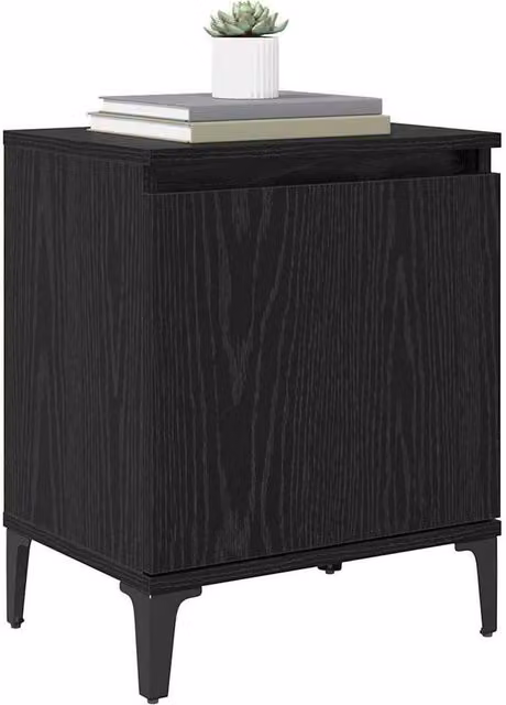 Berkfield Home Modern Black Oak Nightstand, Black, W/D/H: 40 x 30 x 50 cm