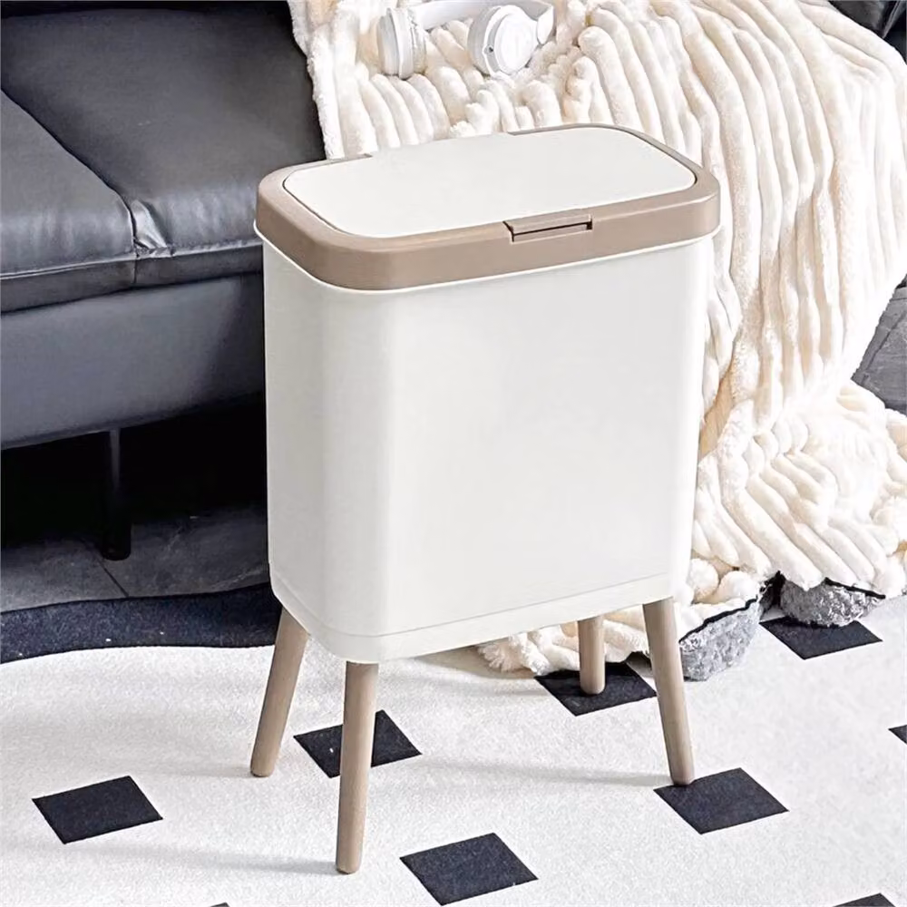 PAWNORA Touch Kitchen Rubbish Bin in Gold and White, W: 30 cm, D: 20 cm, H: 48.5 cm – 3