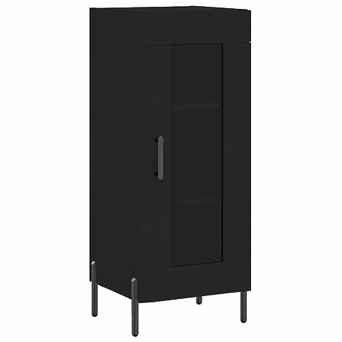 vidaXL Black Matt Sideboard with Glass and MDF, W/D/H: 34.5 x 34.5 x 90 cm – 1