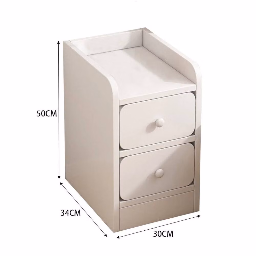 EONLION Modern 2 Drawer Wood Bedside Table in White, Height: 100 cm – 2