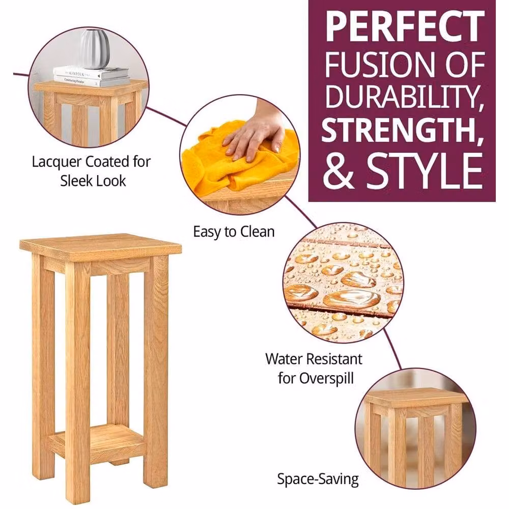 FORGEVIO Small Square Oak Coffee Table in Brown – 3