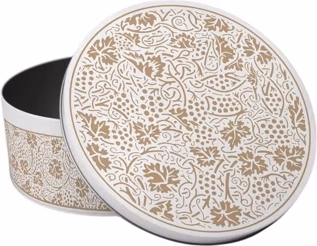 Purely Home Yellow Oak Leaves and Berries Round Cake Tin in Gold and White