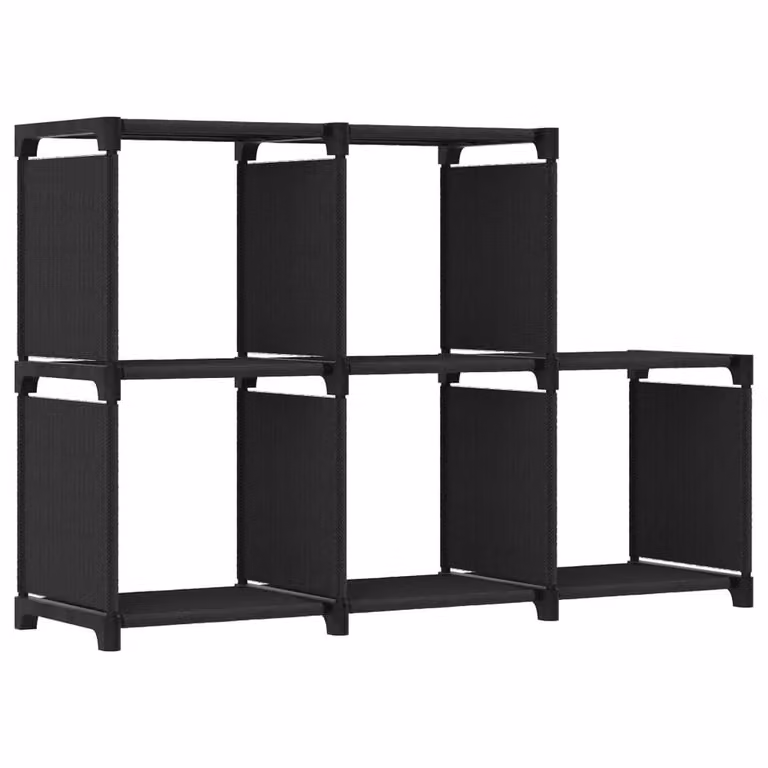 Berkfield Home 5-Cube Modern Display Shelf in Black with Fabric and Metal Finish, W/D/H: 103 x 30 x 72.5 cm