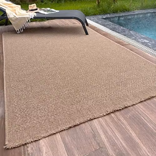 THE RUGS Nature Collection Striped Indoor/Outdoor Area Rug in Multicolour and Beige, W/D: 160 x 230 cm