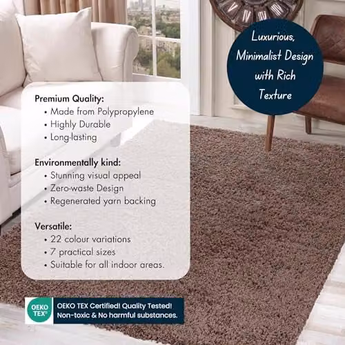 Desire Rugs Modern Elegant Soft Shaggy Beige Area Rug for Living Rooms and Hallways, W: 60 cm, L: 220 cm – 5