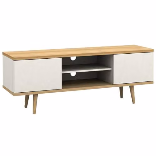 Dorel Home Furnishings Scandinavian Style TV Stand in Oak White, W/D/H: 140 x 39 x 52 cm – 1