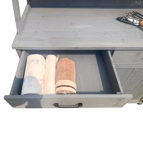 RayGar Beatrix Wooden Garden Potting Table with Storage, Grey, W/D/H: 115.5 x 47 x 164 cm – 5