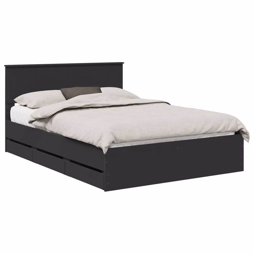 Berkfield Home Modern Bed Frame with Drawers in Black, Engineered Wood, W/D/H: 140 x 190 cm – 2