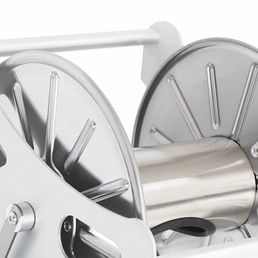 SPETLEK Wall Mounted Garden Hose Reel Holder in Silver with 40m Capacity – 4