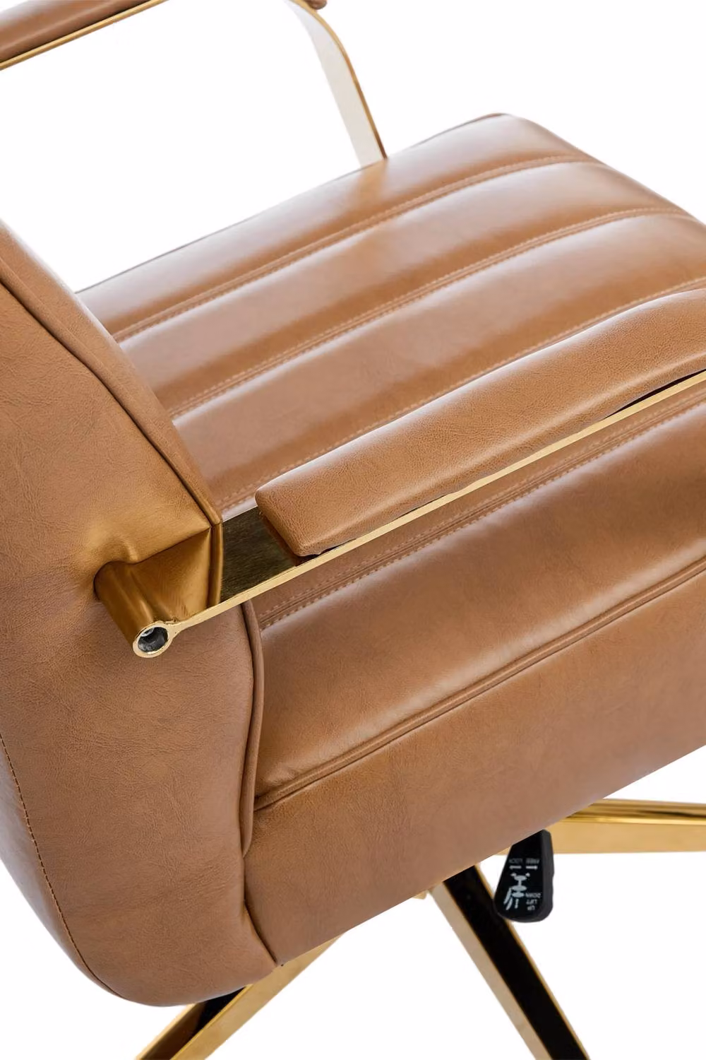 Living and Home Brown Ergonomic High Back Office Chair with Synthetic Leather and Gold Details – 5
