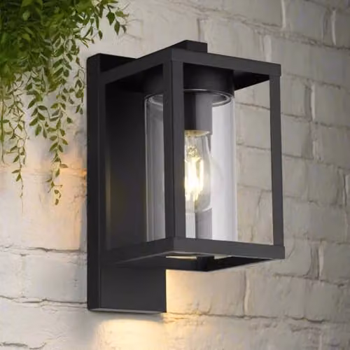 CGC Lighting Modern Black Outdoor Wall Light with E27 LED Bulb for Garden, Terrace and Hallway, H: 27.0 cm x W: 13.0 cm x D: 18.5 cm – 4
