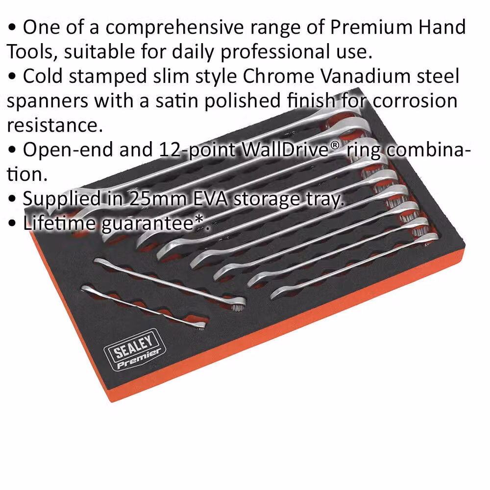 Loops 11pc Slim Handled Combination Spanner Set in Silver and Multicolour Chrome Vanadium Steel – 2