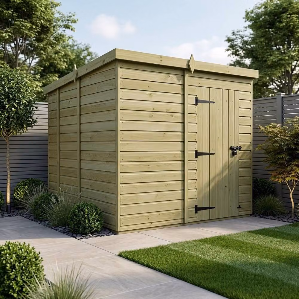 Buttercup Farm Brown Timber Pent Garden Shed with Single Door and No Windows – 2
