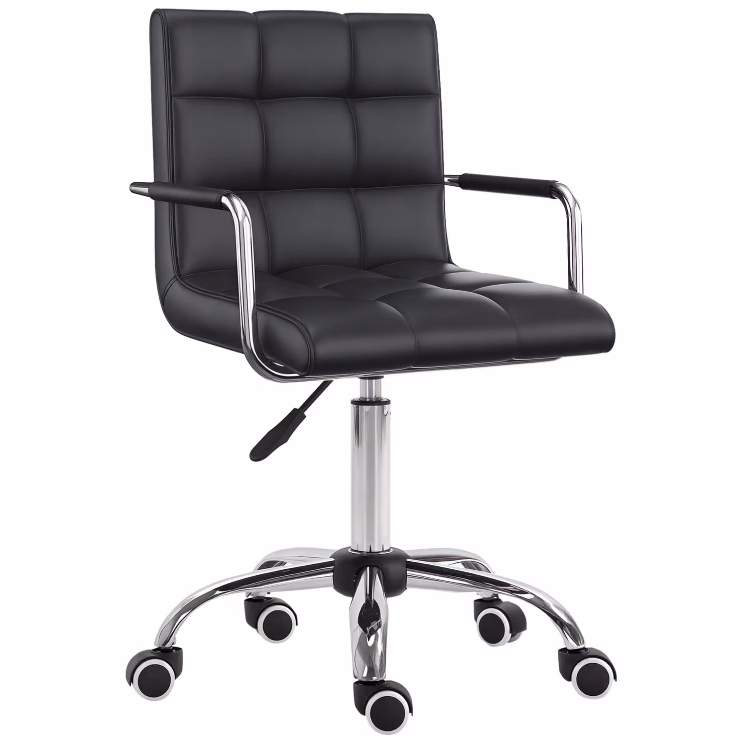 Vinsetto Black Synthetic Leather Swivel Task Chair with Armrests and Castors for Home Office – 2