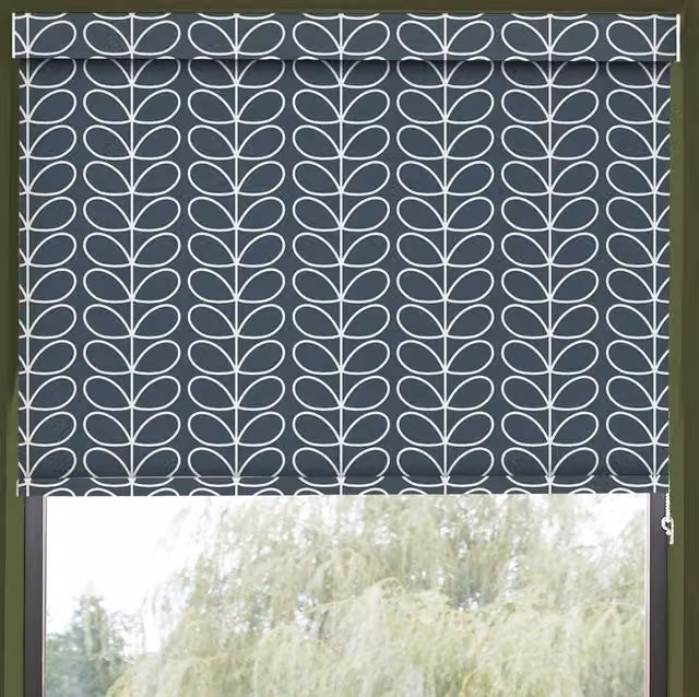 Orla Kiely Linear Stem Made to Measure Blackout Roller Blind in Marine Blue