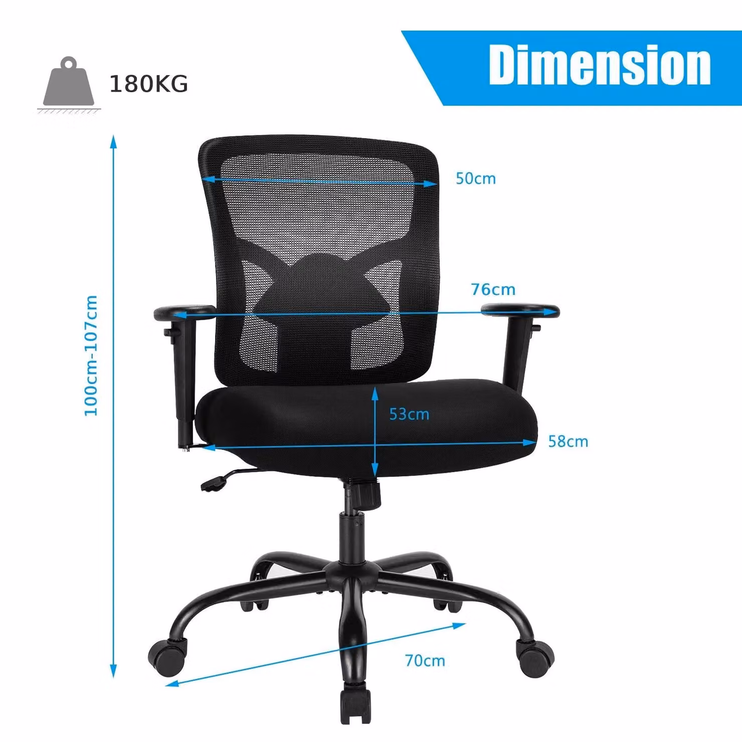 Costway Ergonomic Black Mesh Executive Office Chair with Adjustable Weight and Armrests – 2