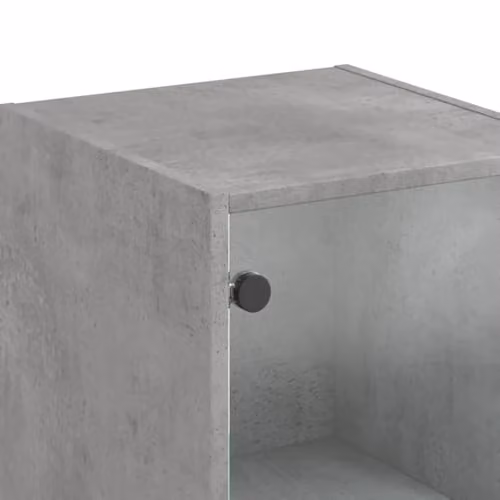 vidaXL Modern Highboard with Glass Doors in Concrete Grey, W/D/H: 35 x 37 x 142 cm – 3