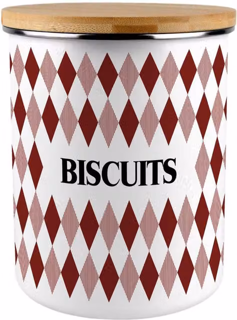 Purely Home Red Argyle Print Extra Large Metal Biscuit Tin