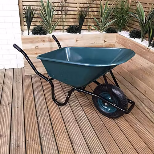 Samuel ALEXANDER Heavy Duty Outdoor Pneumatic Plastic Garden Wheelbarrow, Green, 110 Litre, 150kg Capacity – 6