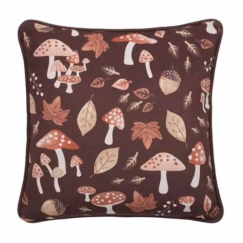 Fusion Woodland Dreams Velvet Square Cushion, Floral Autumnal Design, Brown/Multicolour, W/D/H: 43 x 43 x 43 cm – 3
