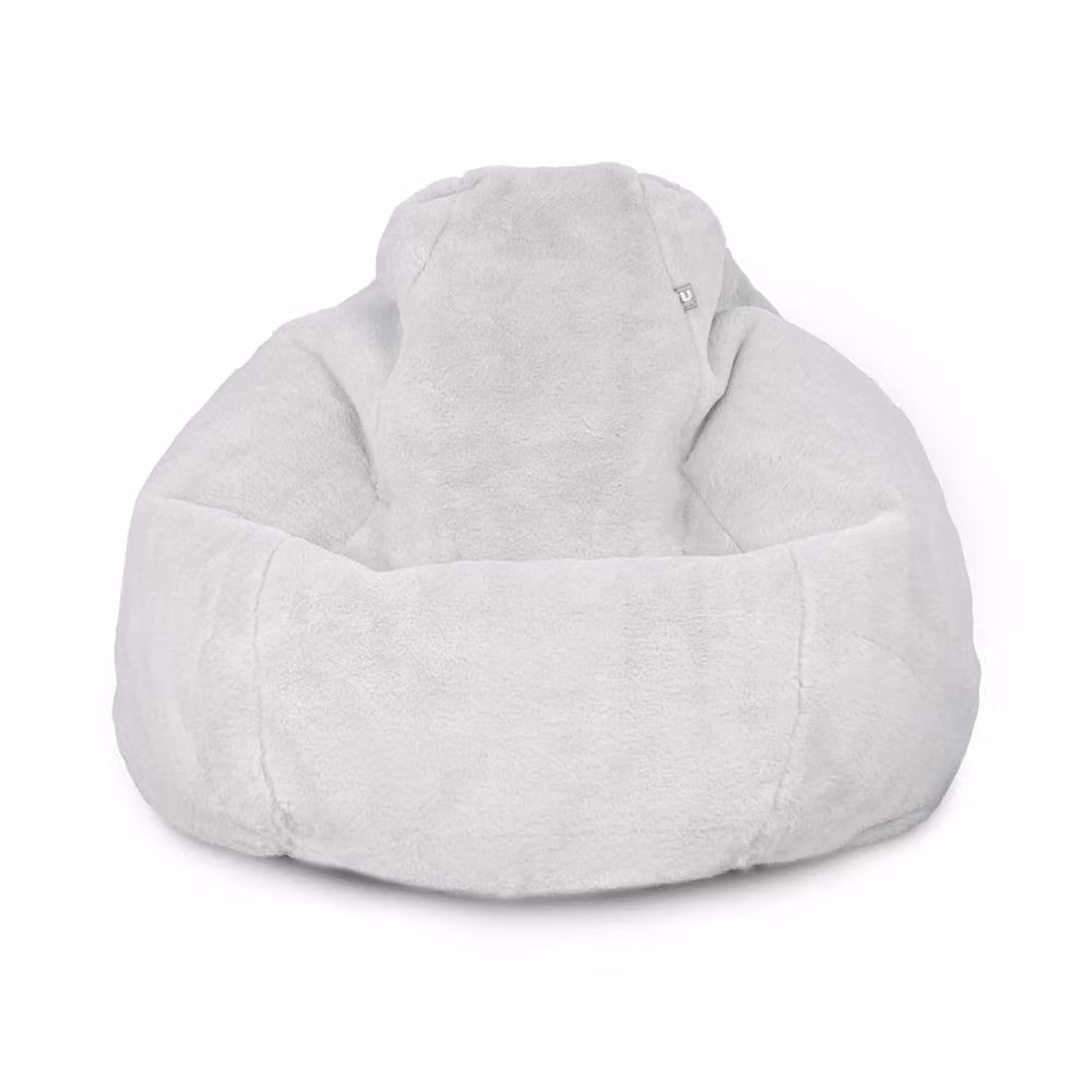 rucomfy Hygge Style Faux Fur Adult Bean Bag Lounger Chair in Light Grey – 2