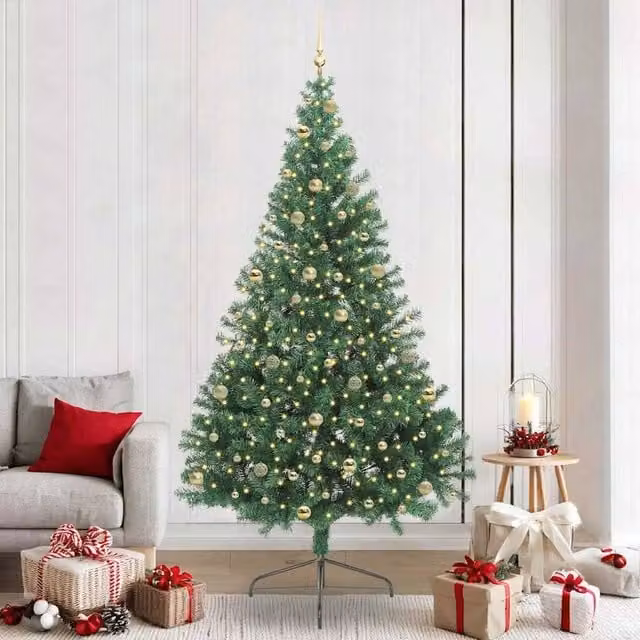 Berkfield Home Artificial Pre-lit Christmas Tree in Green, Height: 240 cm – 1