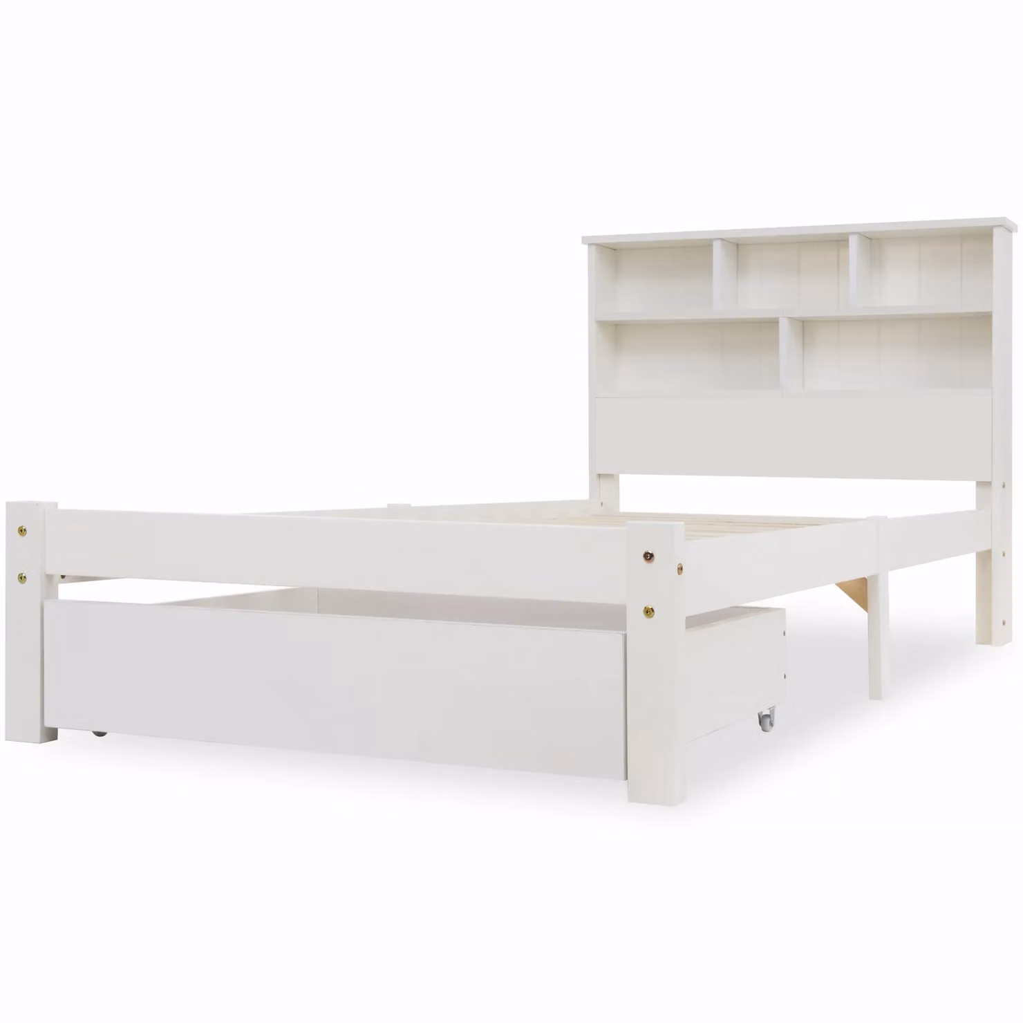 Matteo Solid Wood Single Storage Bed with Underbed Drawers in White, W/D/H: 90 x 190 cm – 3