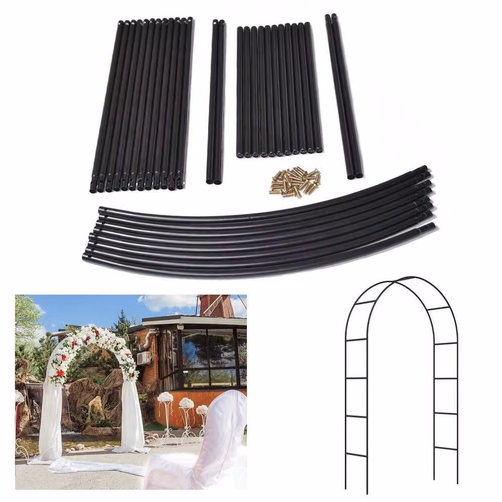 SPETLEK Black Metal Garden Arched Trellis Support, H 240 x W 140 x D 38 cm – 2