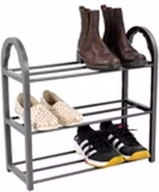 EONLION 3-Tier Slim Metal Shoe Rack Storage Organiser in Grey – 1