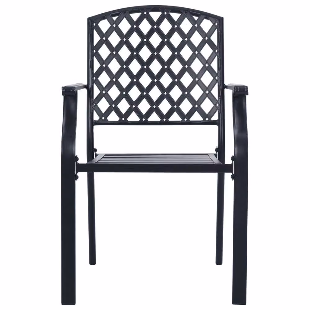 Berkfield Home Stackable Garden Chair Set of 5 in Anthracite Powder-coated Steel – 3