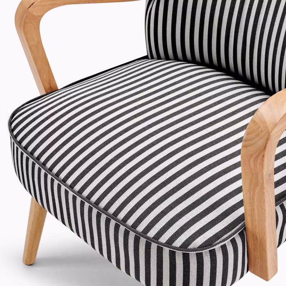 FurnitureboxUK Sylvie Accent Chair in Black with Oak Effect Rubberwood Legs – 4