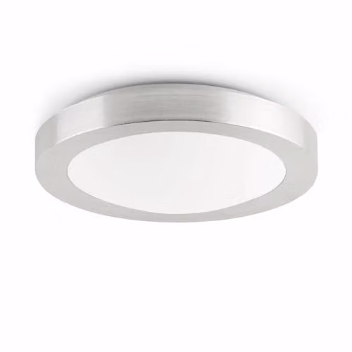 Netlighting Logos Small Round Aluminium Bathroom Flush Ceiling Light, White, Diameter: 27 cm, IP44, E27