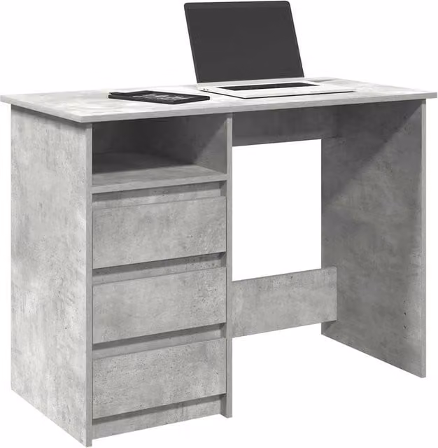Berkfield Home Writing Desk in Concrete Grey, Engineered Wood, W/D/H: 102 x 50 x 75 cm – 1