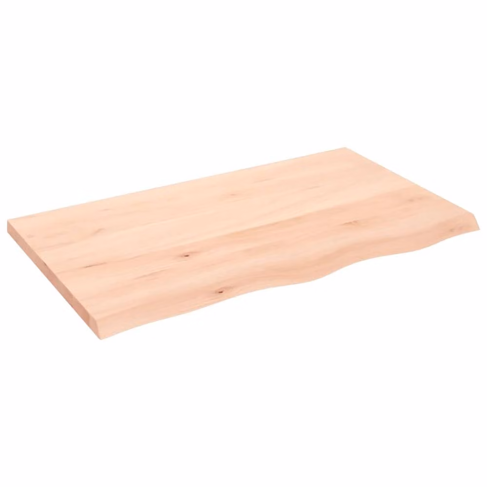 Berkfield Home Wall Mounted Rustic Oak Shelf in Natural Untreated Solid Wood W: 100 cm, H: 60 cm, D: 2-4 cm