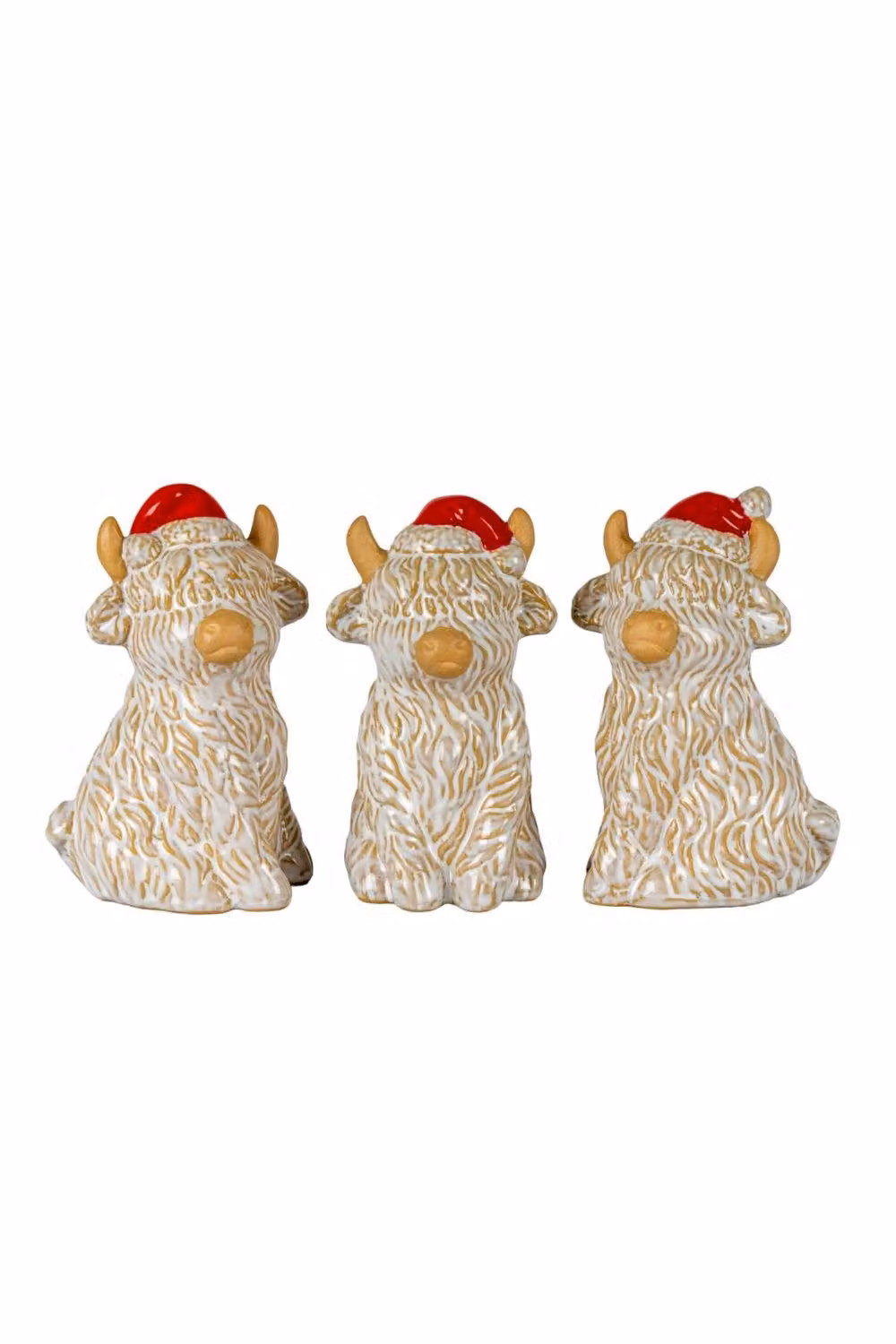 KDMD Merry Moo Ceramic Cow Ornament - White Rustic Farmyard Christmas Tabletop Decoration – 2