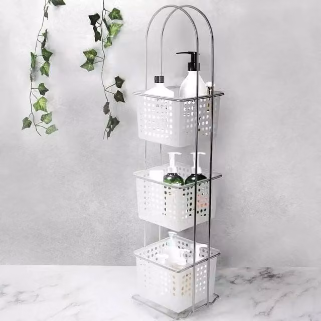 EONLION White 3 Tier Adjustable Telescopic Wall Hanging Bathroom Shelf