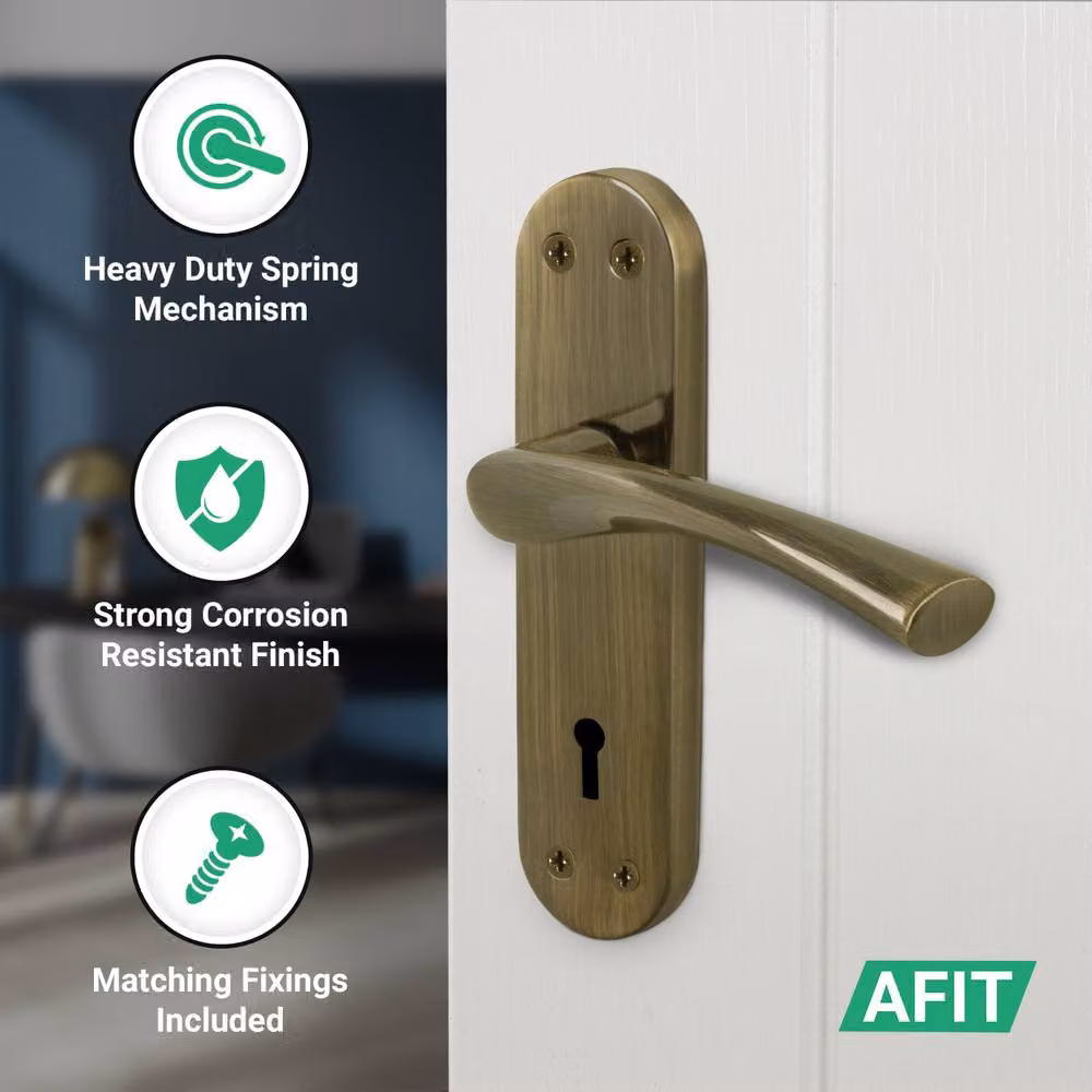 AFIT Antique Brass Twist Door Handle Sashlock Escutcheon Set in Bronze, 1 Pair – 3