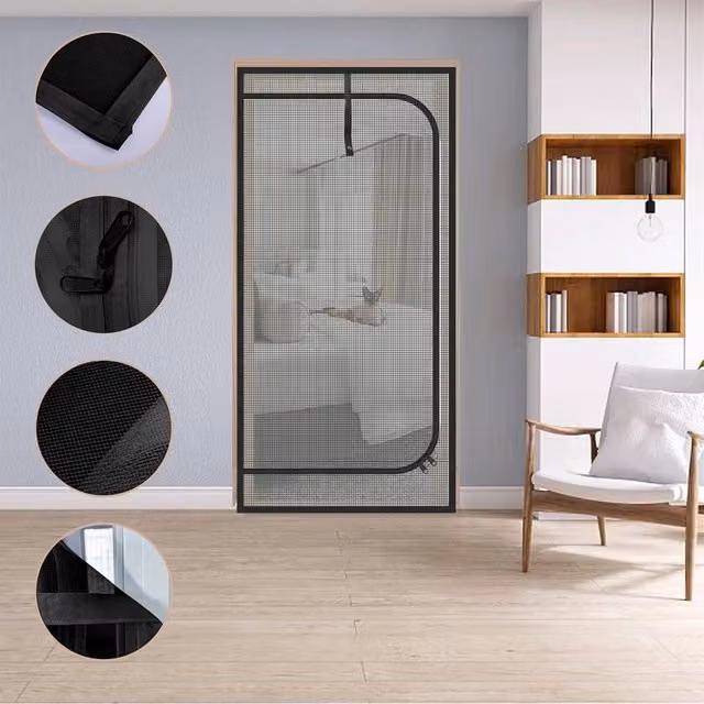 FLAVORA Black Magnetic Pet and Mosquito Proof Door Screen, W/H: 100 x 210 cm