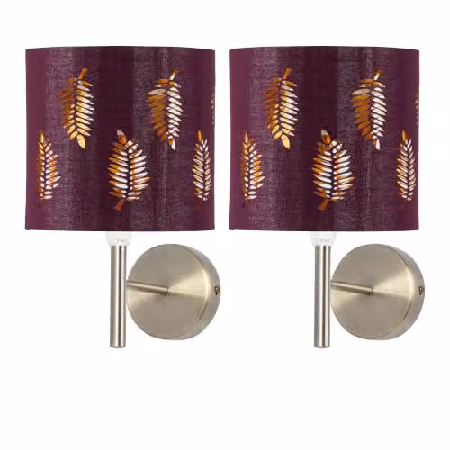 First Choice Lighting Brea Set of 2 Antique Brass Wall Lights with Red Fabric Shades – 5